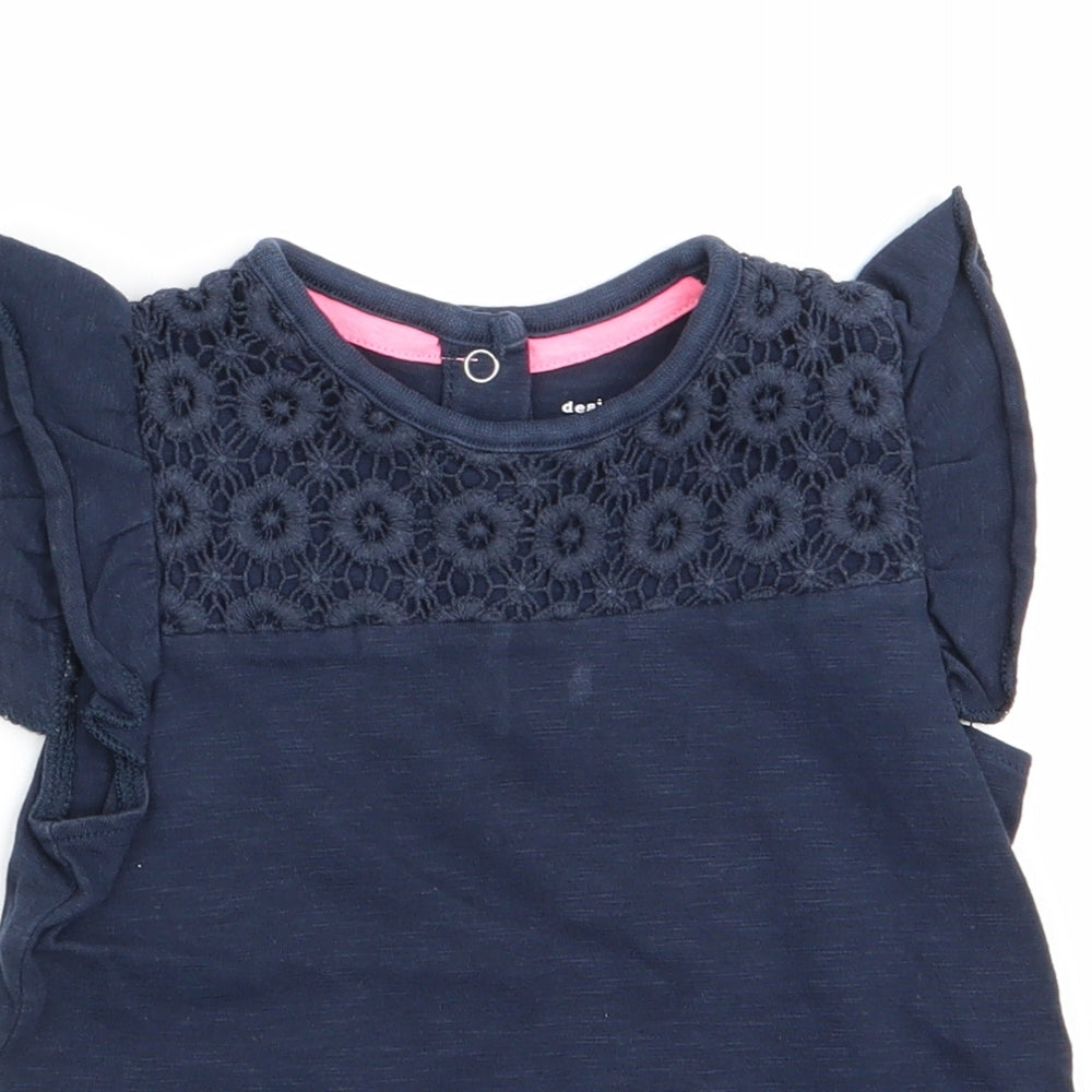 Florence and Fred Girls Blue Floral  Basic Casual Size 12-18 Months  - Lace details