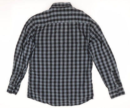 Easy Mens Black Check   Button-Up Size S