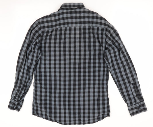 Easy Mens Black Check   Button-Up Size S