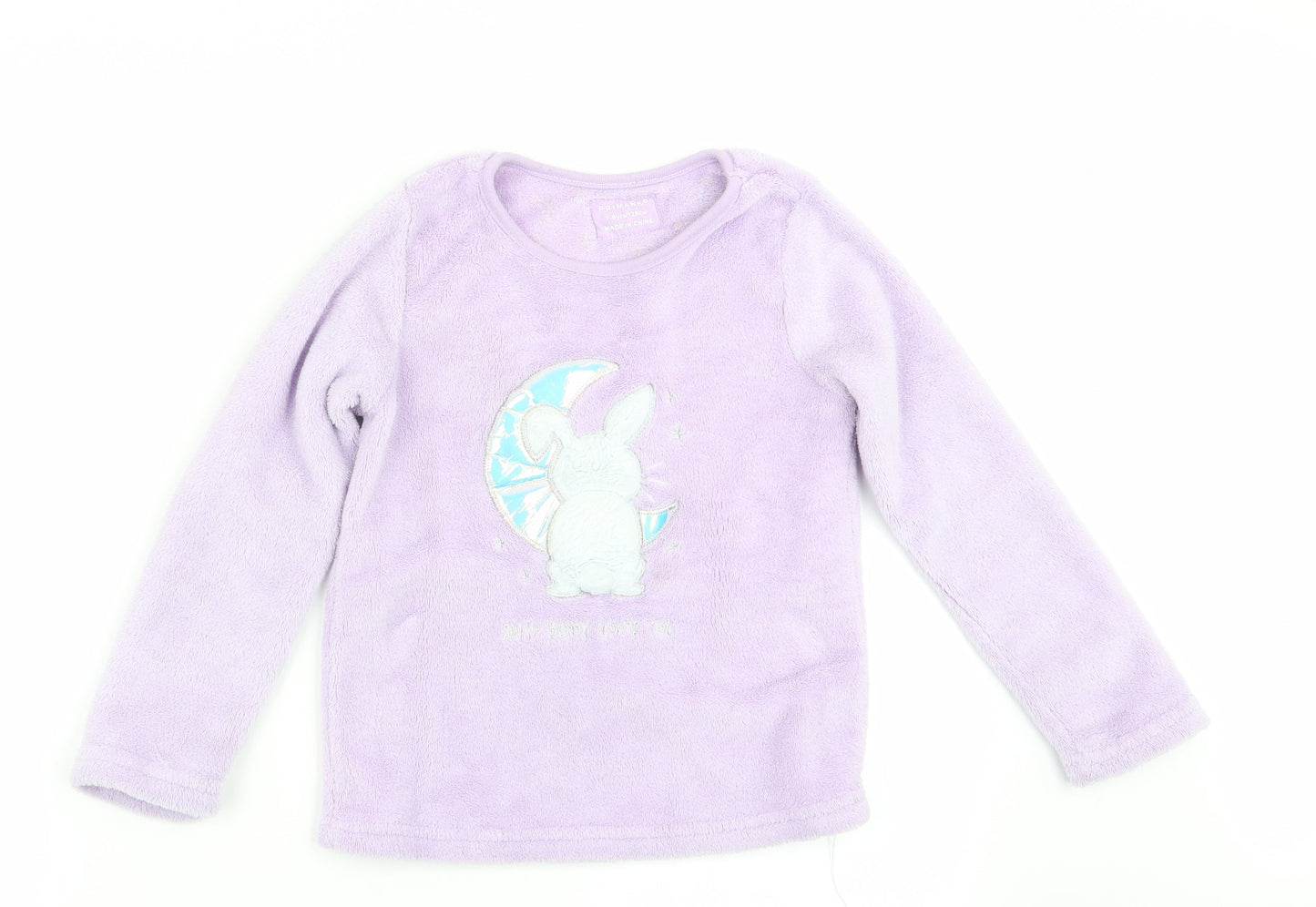 Primark Girls Purple Animal Print   Pyjama Top Size 7-8 Years  - Rabbit on the Moon