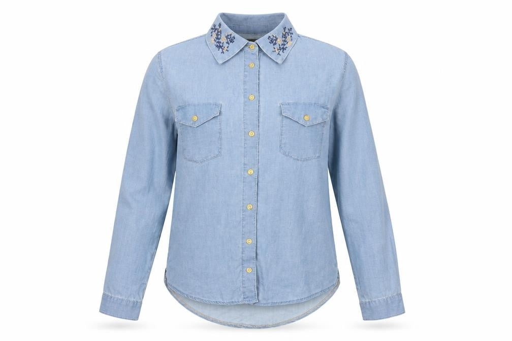 Womens UK Size 6 Topshop Blue Basic Button-Up
