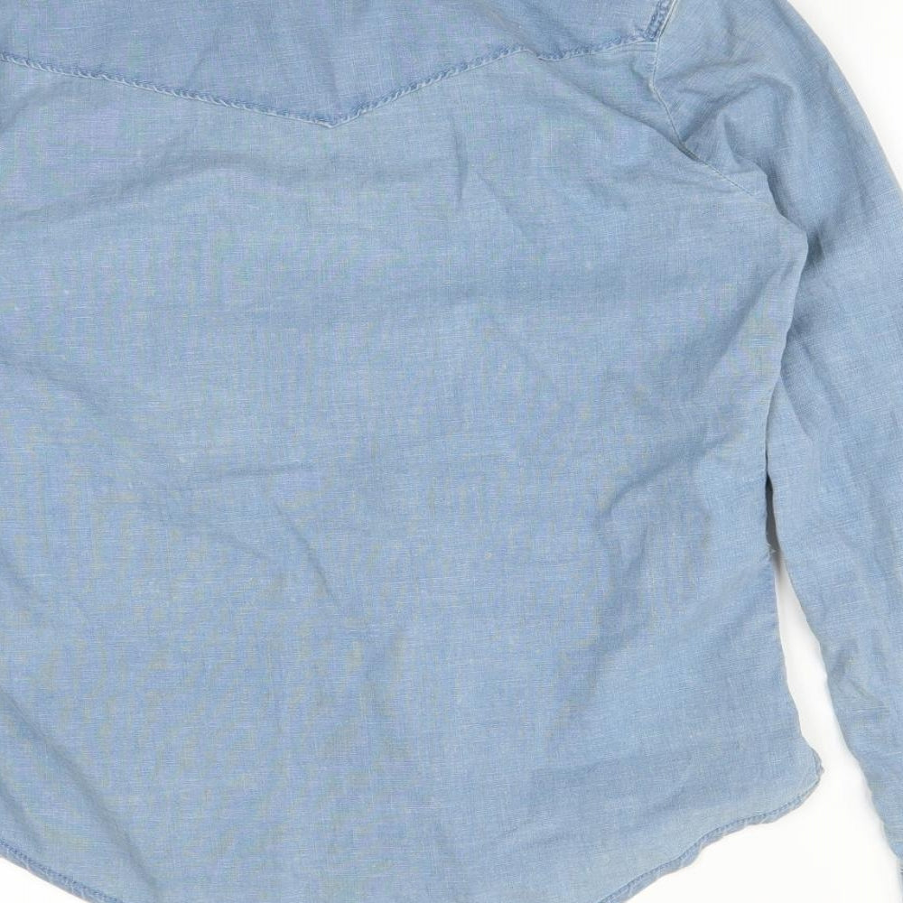 Womens UK Size 6 Topshop Blue Basic Button-Up