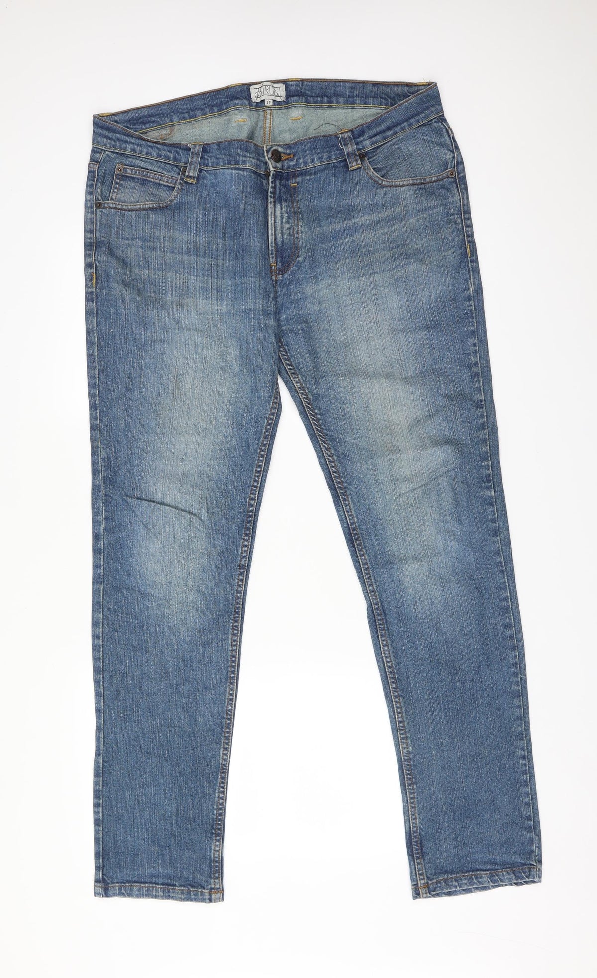 Additional front view of DSTRUCT women’s blue straight jeans, size UK 36, 31-inch leg