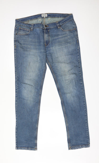 Additional front view of DSTRUCT women’s blue straight jeans, size UK 36, 31-inch leg