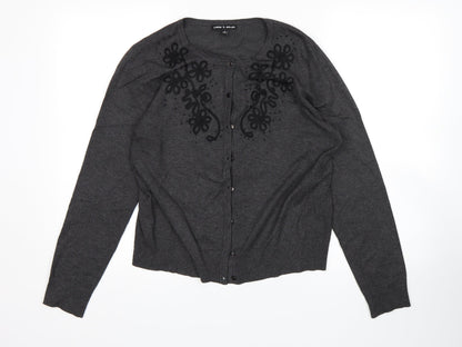 Cable & Gauge Womens Gold Floral  Cardigan Jumper Size M