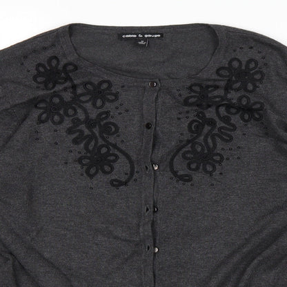 Cable & Gauge Womens Gold Floral  Cardigan Jumper Size M