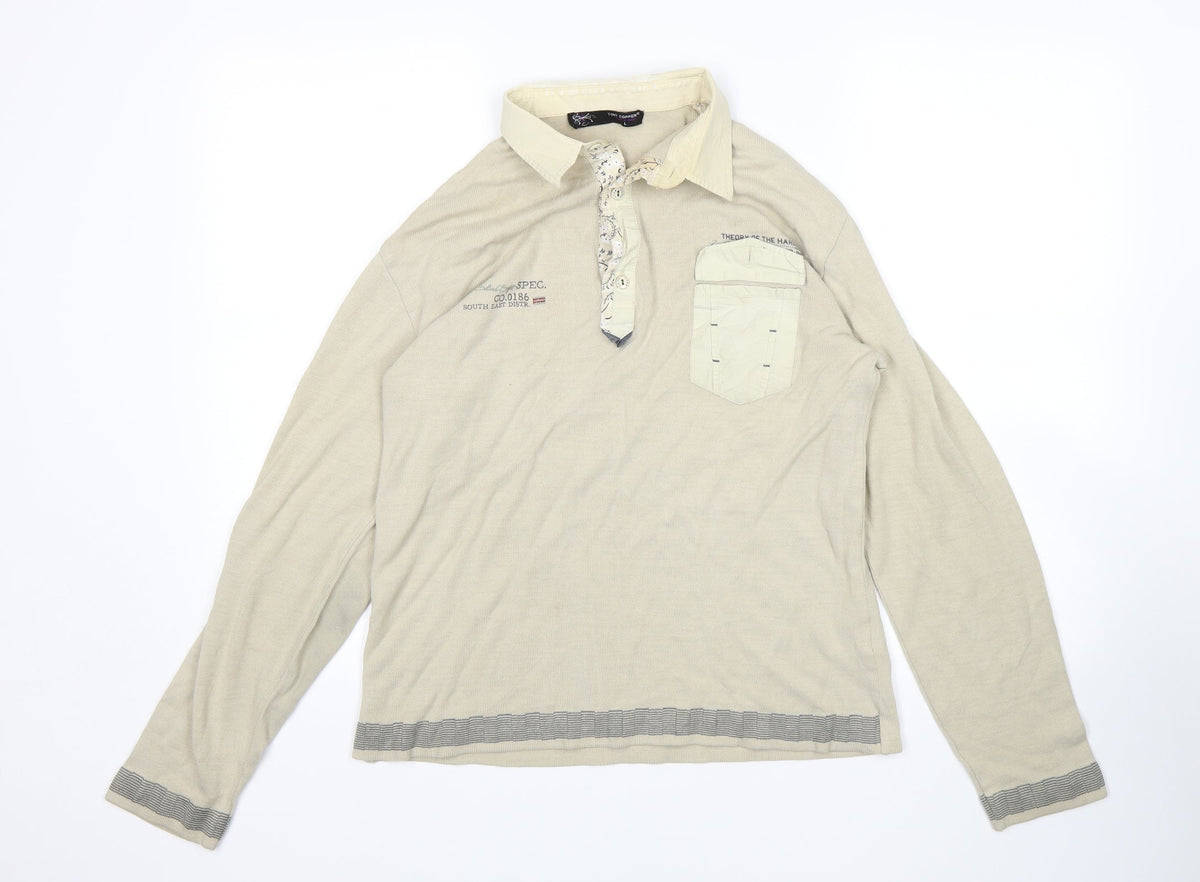 Additional front view of Tony Cooper women’s beige basic polo, size L