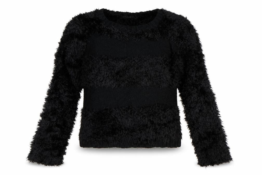 Front view of M&Co girls’ black jumper, size 13, years