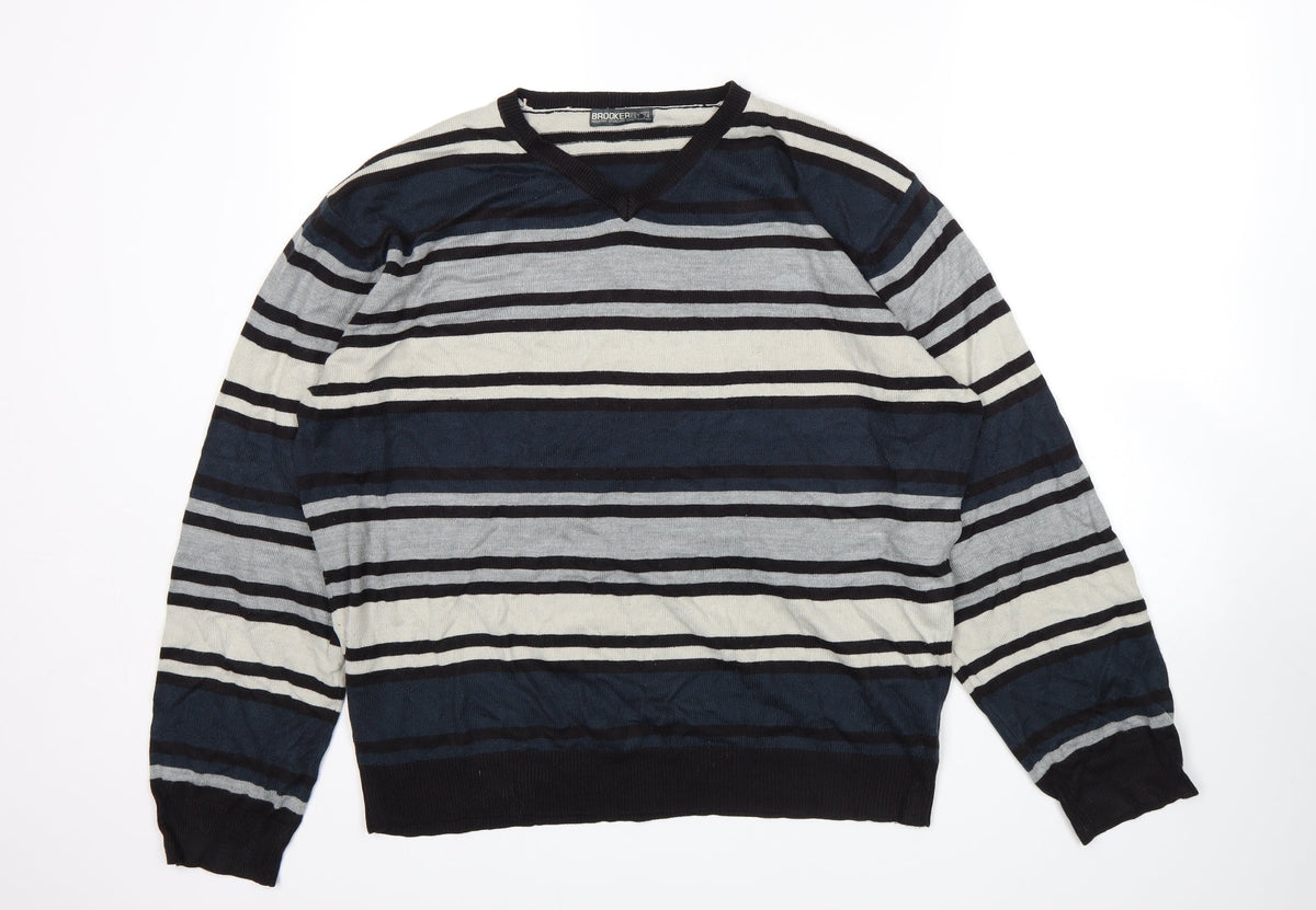 Additional front view of Brooker women’s multicoloured striped jumper, size XL