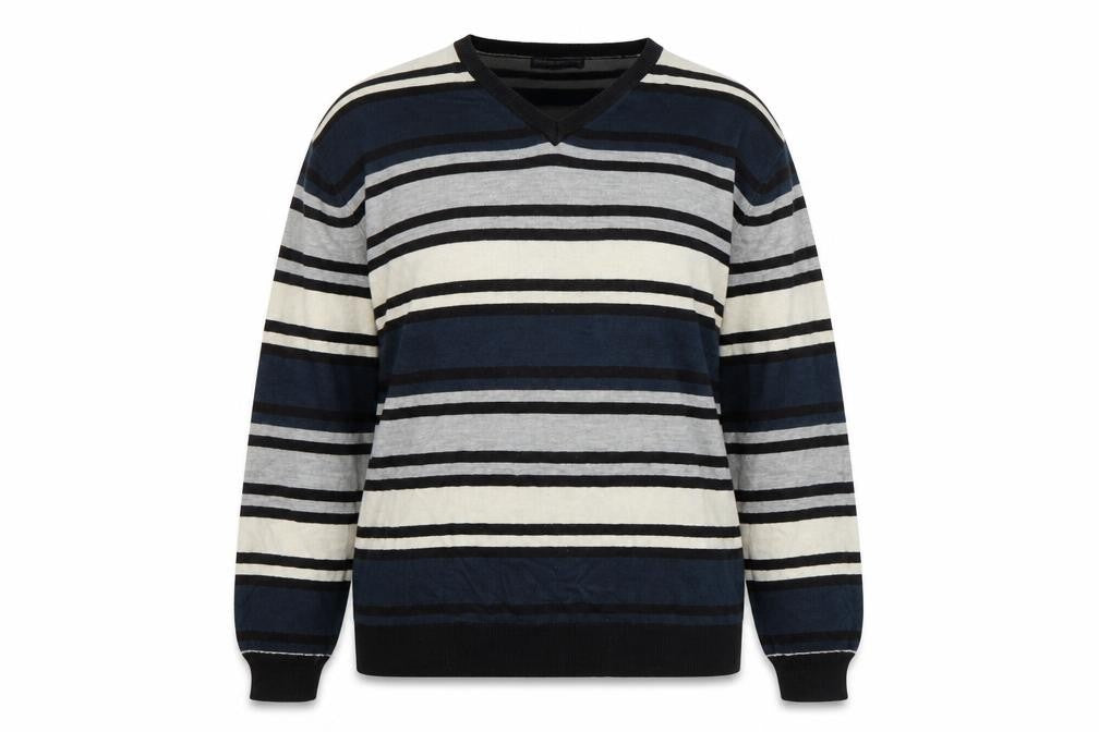 Front view of Brooker women’s multicoloured striped jumper, size XL