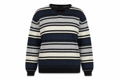 Front view of Brooker women’s multicoloured striped jumper, size XL