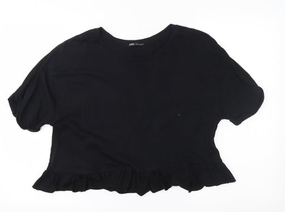 Womens UK Size M Zara Black Basic Blouse