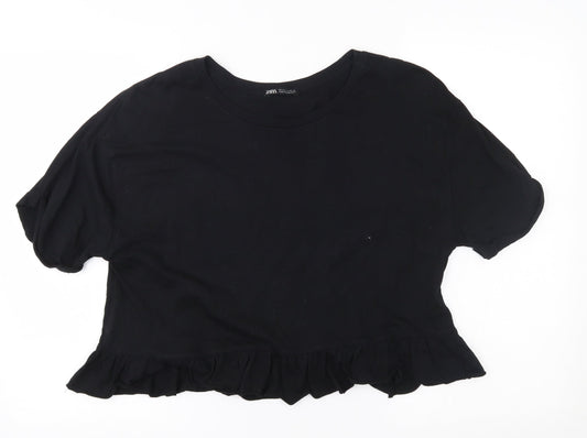 Womens UK Size M Zara Black Basic Blouse