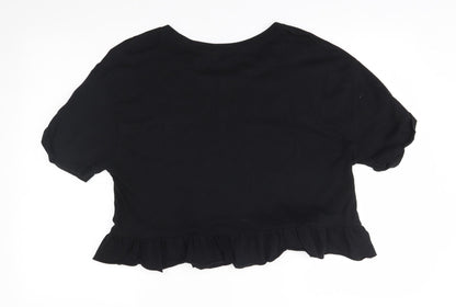 Womens UK Size M Zara Black Basic Blouse