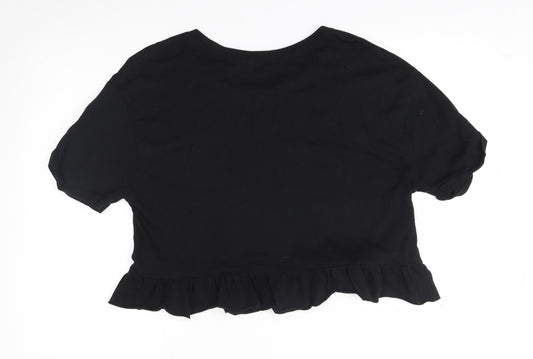 Womens UK Size M Zara Black Basic Blouse