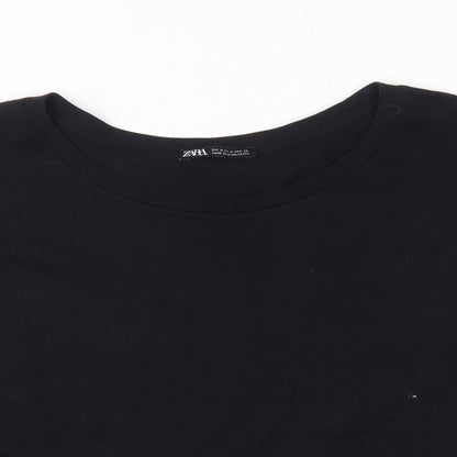 Womens UK Size M Zara Black Basic Blouse