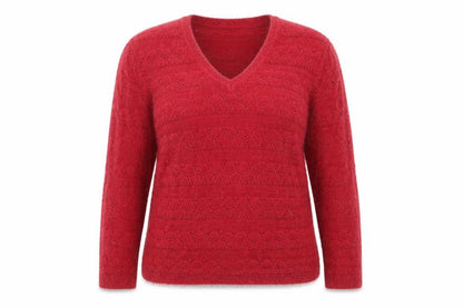 Front view of Damart women’s red jumper, size UK 20