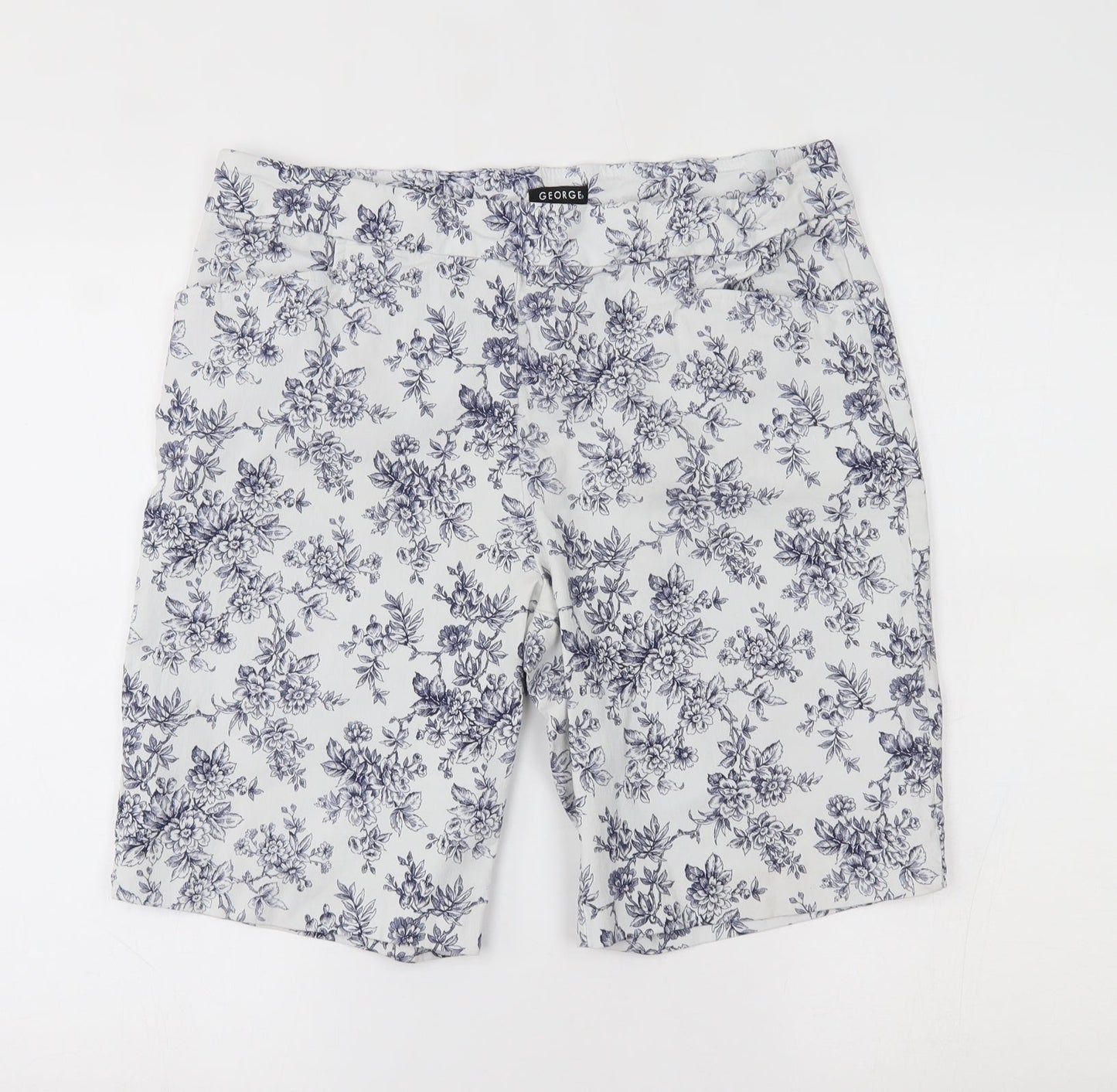 George Womens White Floral  Bermuda Shorts Size XL -