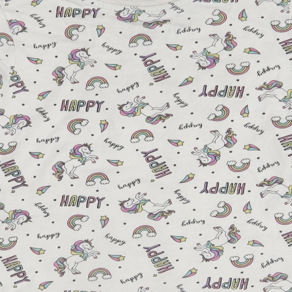 Primark Girls White    Pyjama Top Size 4-5 Years  - unicorn, happy
