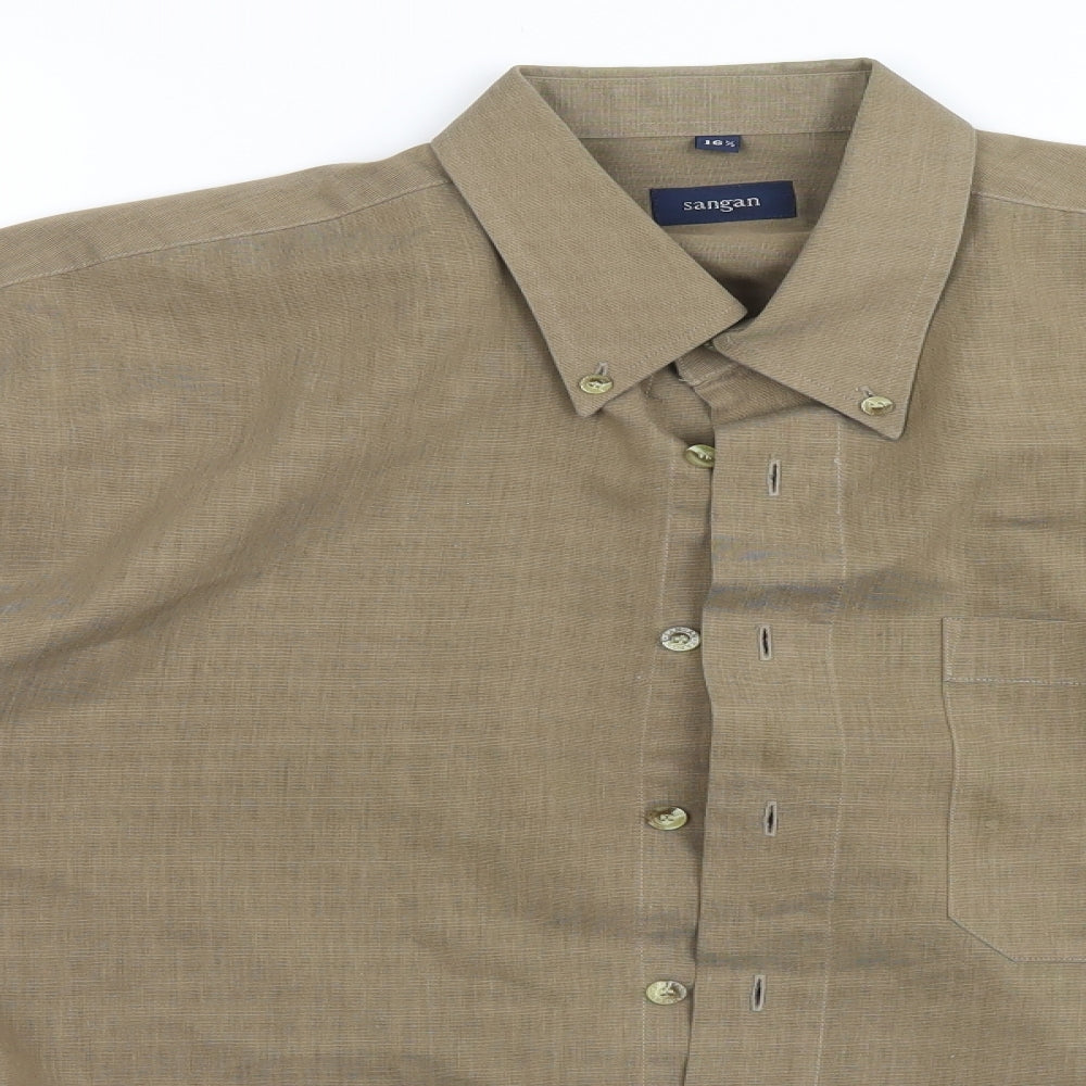 Sangan Mens Beige    Button-Up Size 16.5