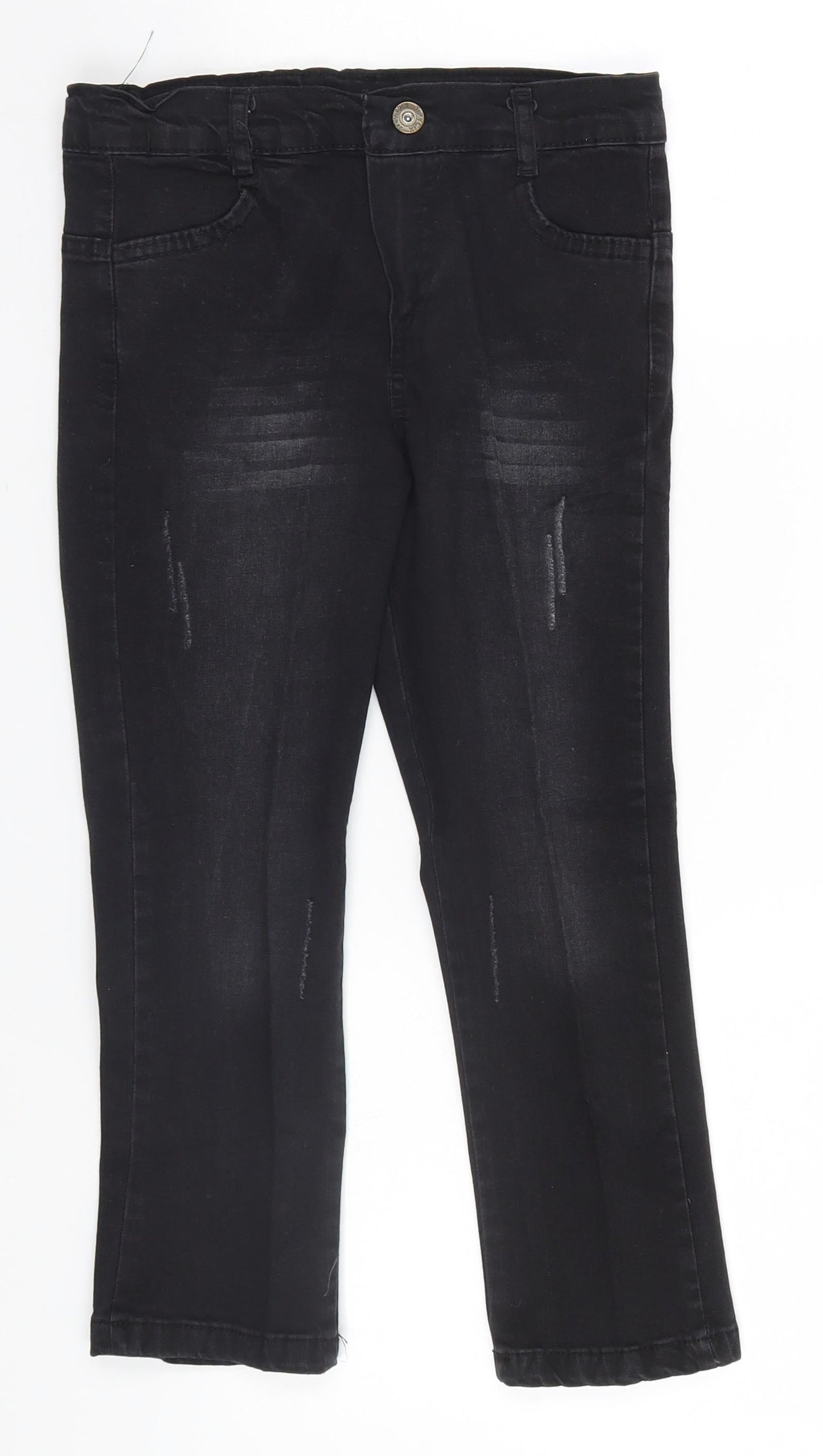 Preworn Girls Black   Straight Jeans Size 7 Years