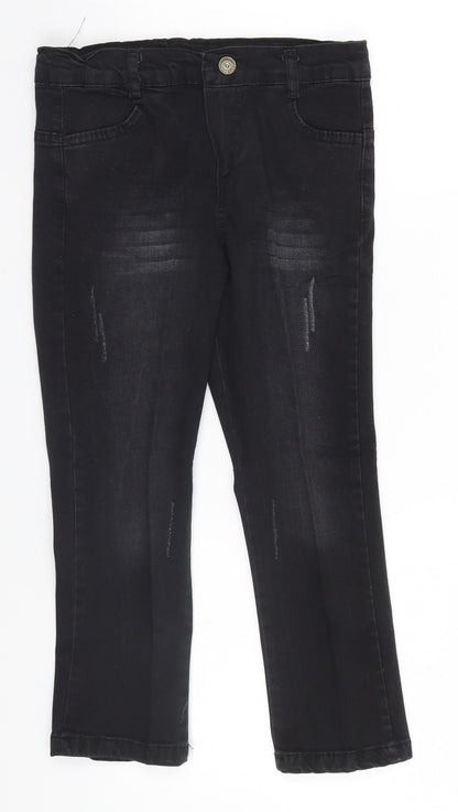 Preworn Girls Black   Straight Jeans Size 7 Years