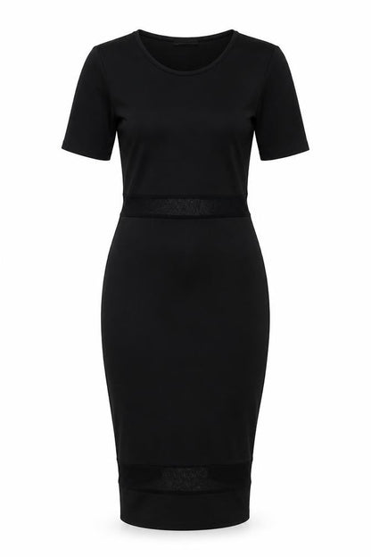 Front view of Missguided women’s black pencil dress, size UK 10