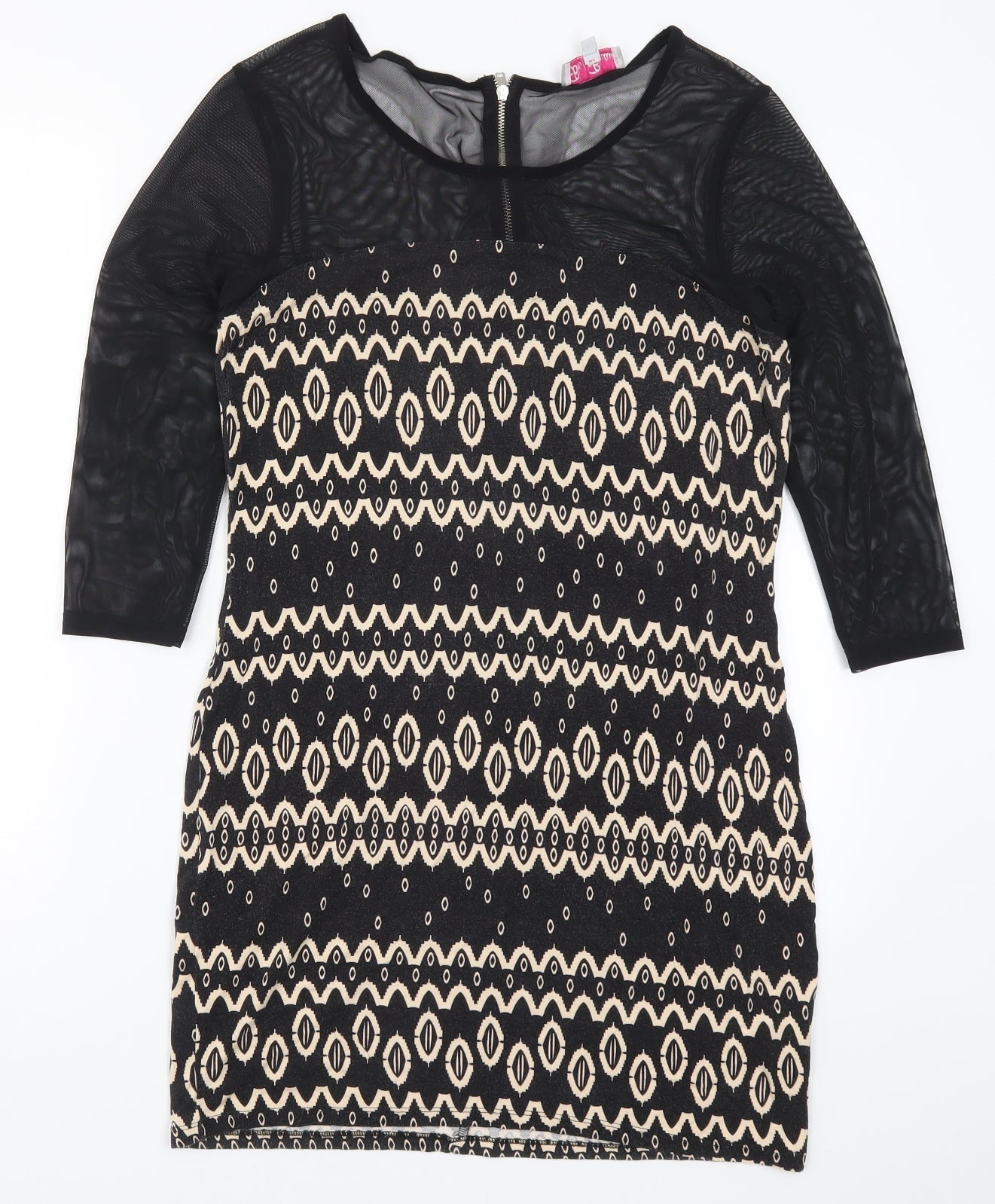 Be Beau Womens Black Geometric  Mini  Size 16