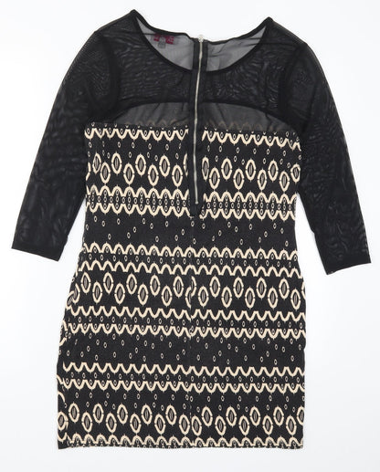 Be Beau Womens Black Geometric  Mini  Size 16