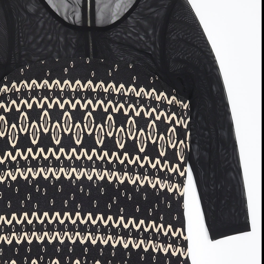 Be Beau Womens Black Geometric  Mini  Size 16