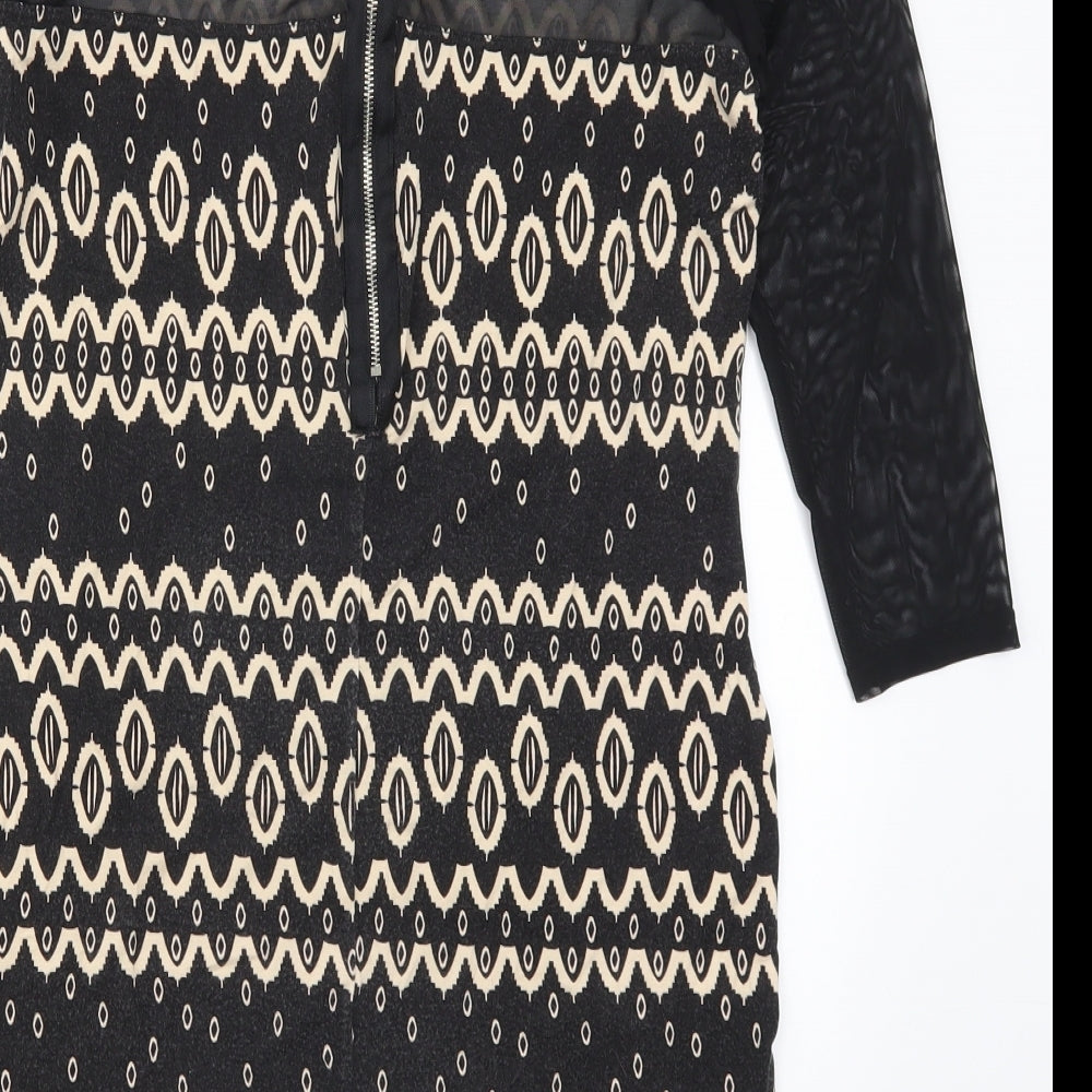 Be Beau Womens Black Geometric  Mini  Size 16