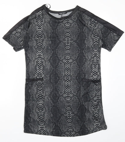 Select Womens Grey Animal Print  T-Shirt Dress  Size 10