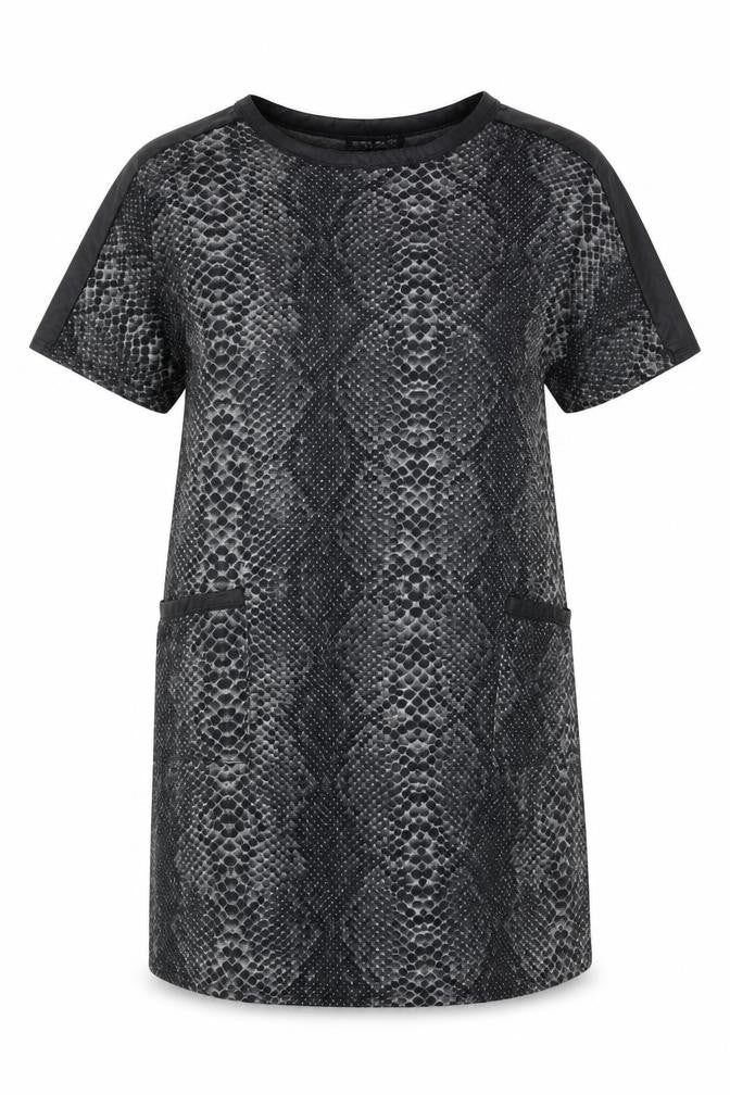 Front view of Select women’s grey animal print t-shirt dress, size UK 10