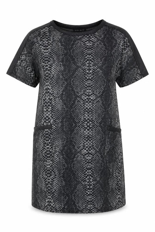 Front view of Select women’s grey animal print t-shirt dress, size UK 10