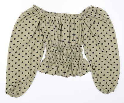 AX Paris Womens Green Polka Dot  Basic Blouse Size 8