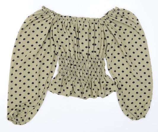 AX Paris Womens Green Polka Dot  Basic Blouse Size 8