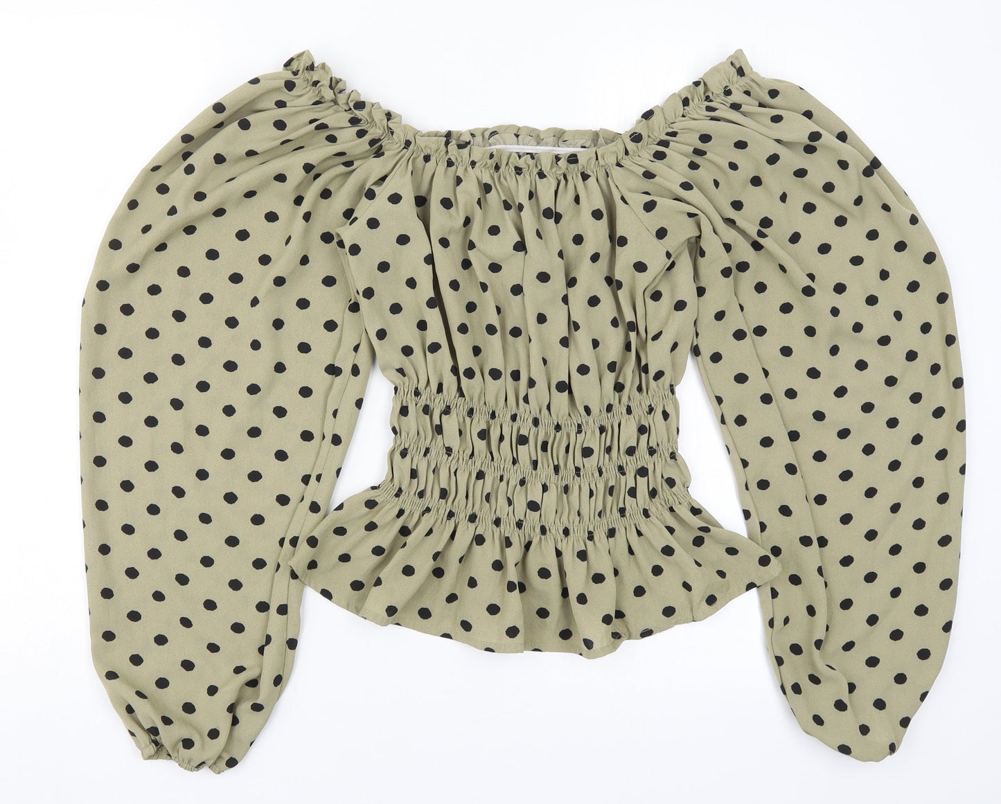 AX Paris Womens Green Polka Dot  Basic Blouse Size 8