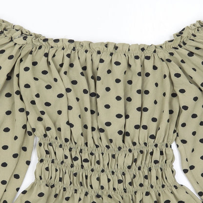 AX Paris Womens Green Polka Dot  Basic Blouse Size 8