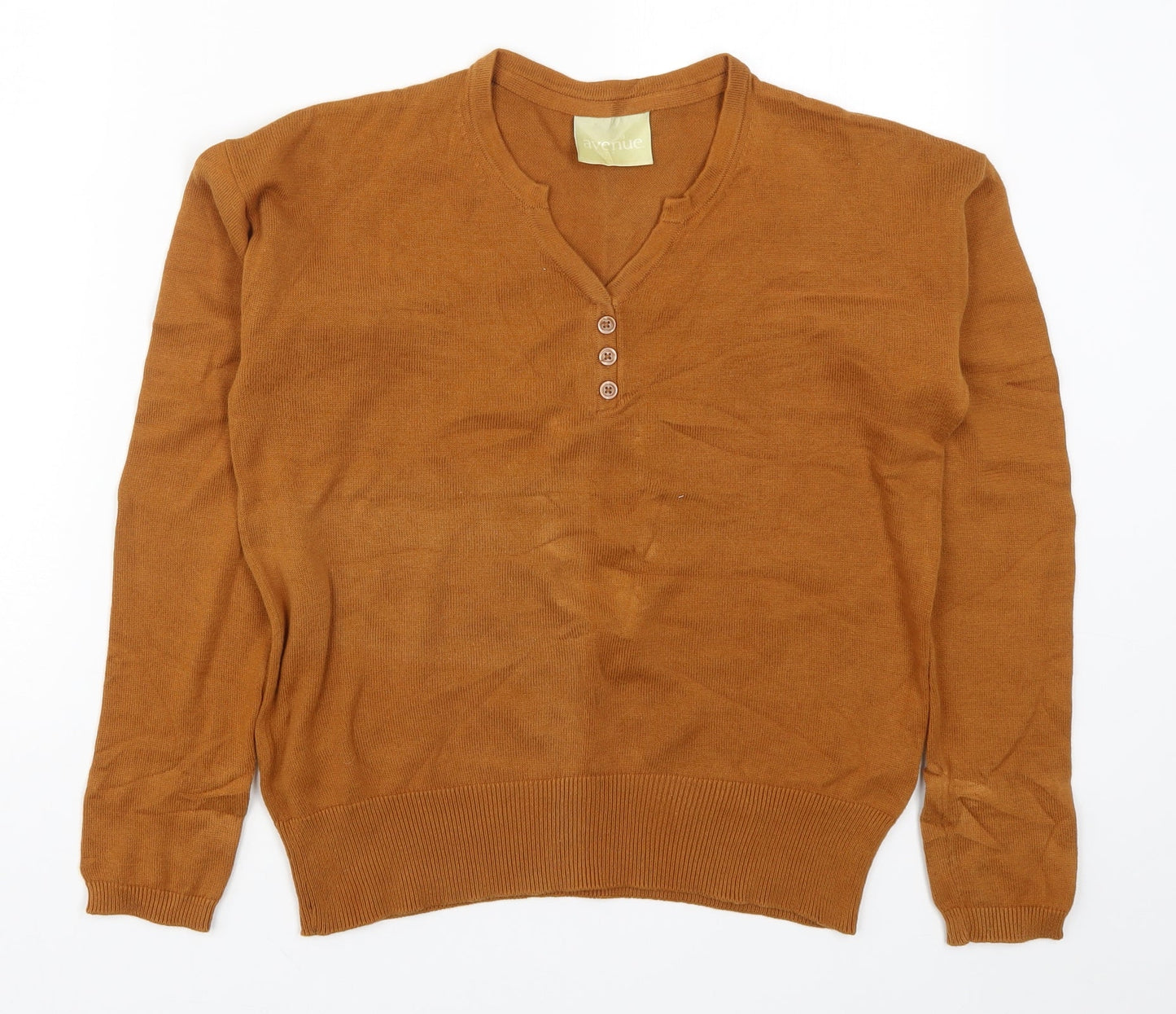 Avenue Womens Beige  Knit Henley Jumper Size 8