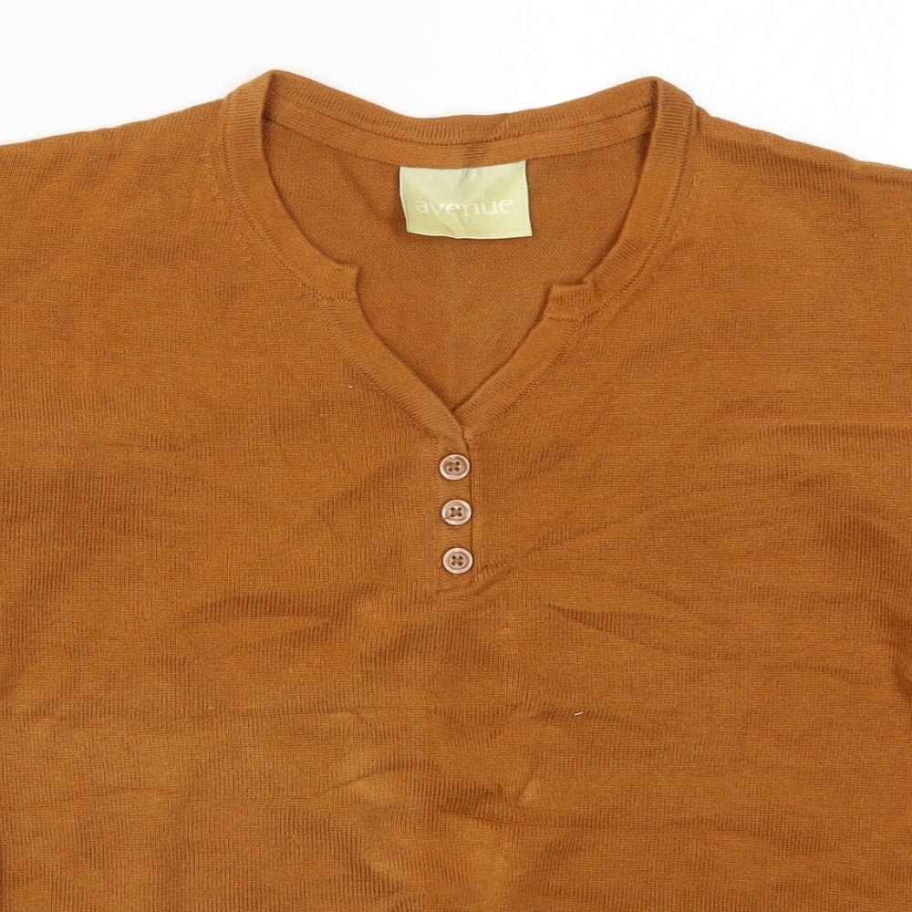 Avenue Womens Beige  Knit Henley Jumper Size 8