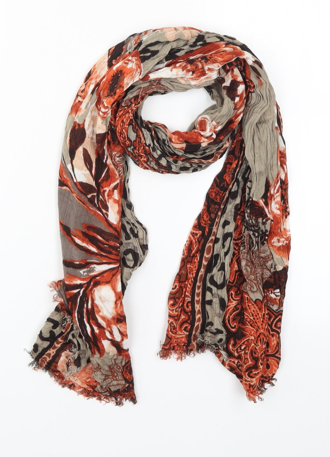 Preworn Womens Orange Geometric   Scarf