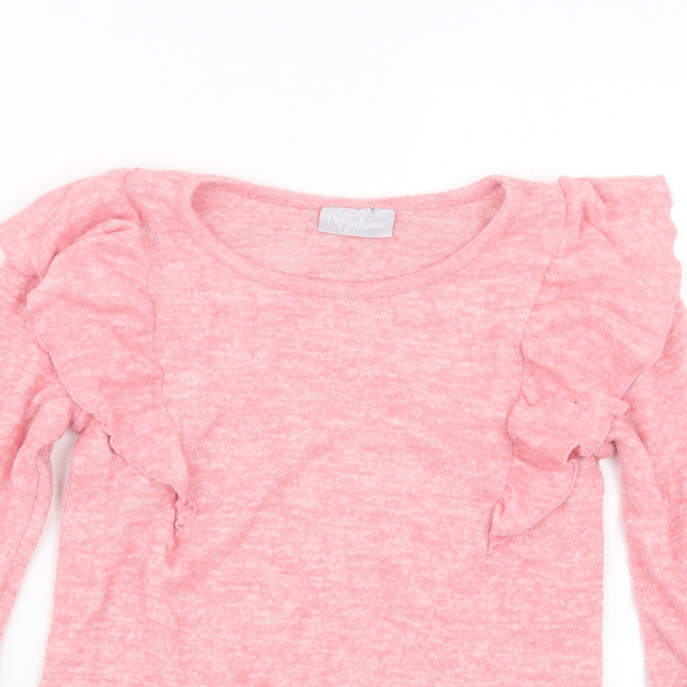 Close-up detail of Matalan girls’ pink jumper, size 9, years