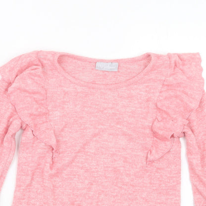 Close-up detail of Matalan girls’ pink jumper, size 9, years