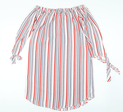 New Look Womens Red Striped  T-Shirt Dress  Size 10