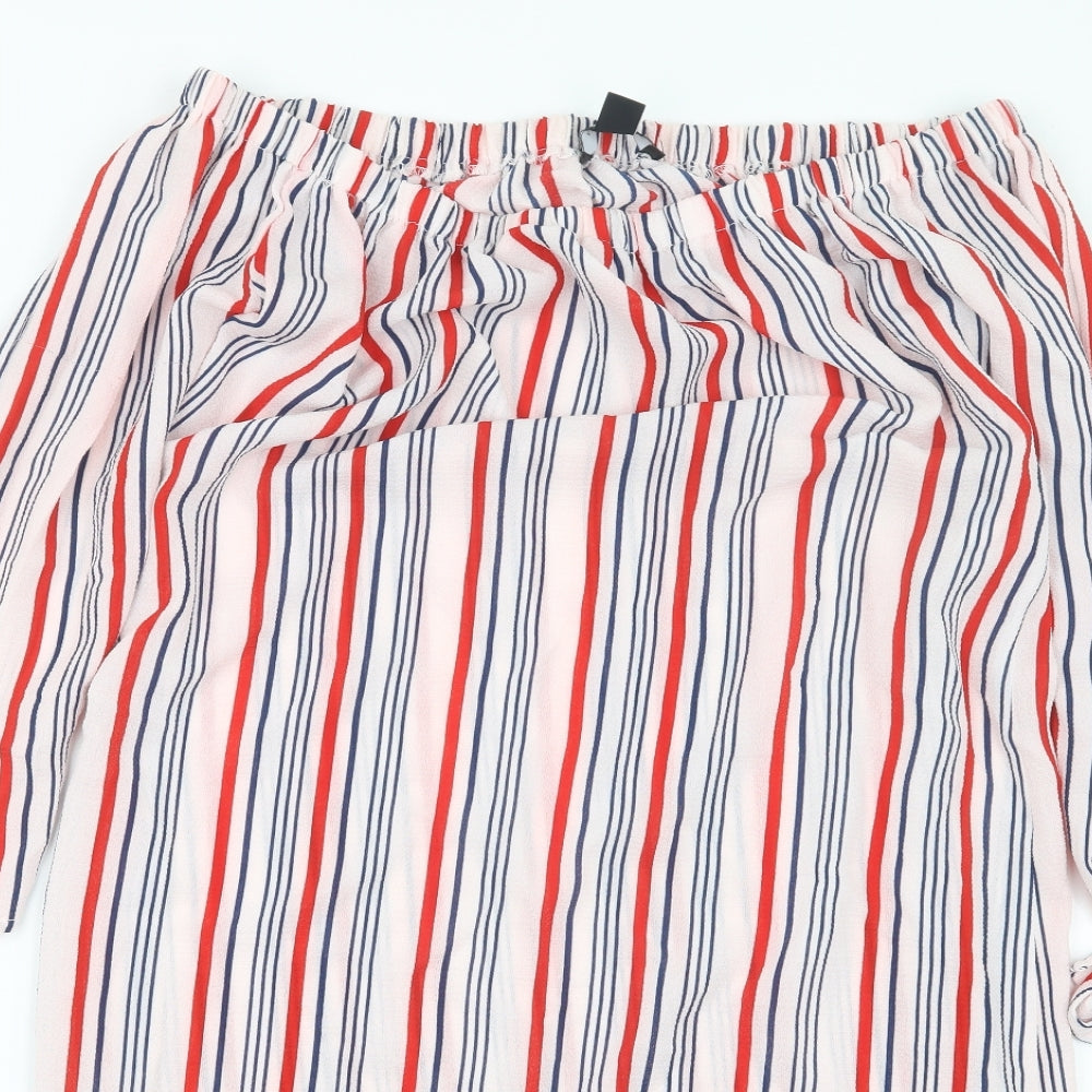 New Look Womens Red Striped  T-Shirt Dress  Size 10