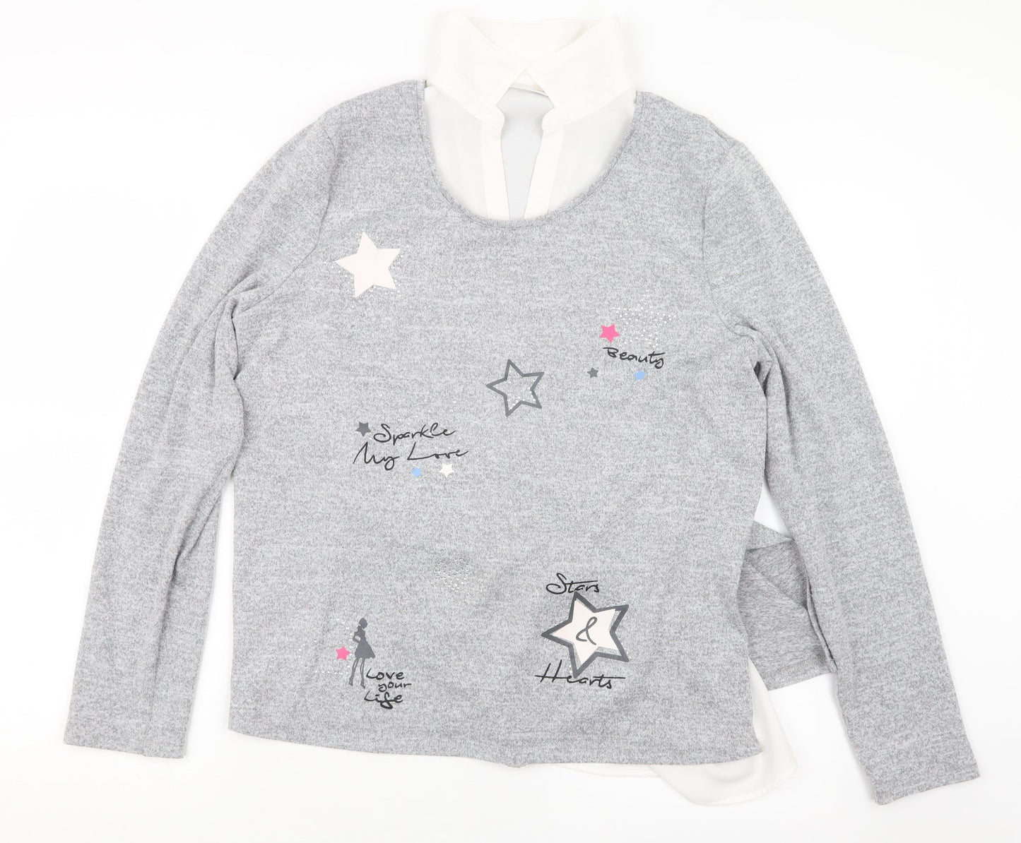 C&A Womens Grey  Knit Pullover Jumper Size 14