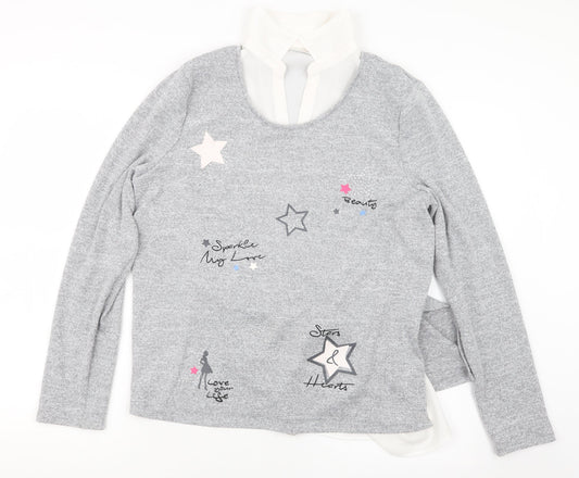 C&A Womens Grey  Knit Pullover Jumper Size 14