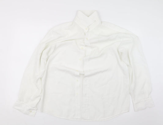 Mens UK Size L Outfit White  Button-Up Long Sleeve Casual Shirt