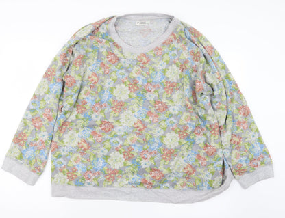 Additional front view of Original Essentials women’s grey floral jumper, size XL