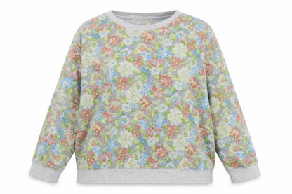 Front view of Original Essentials women’s grey floral jumper, size XL